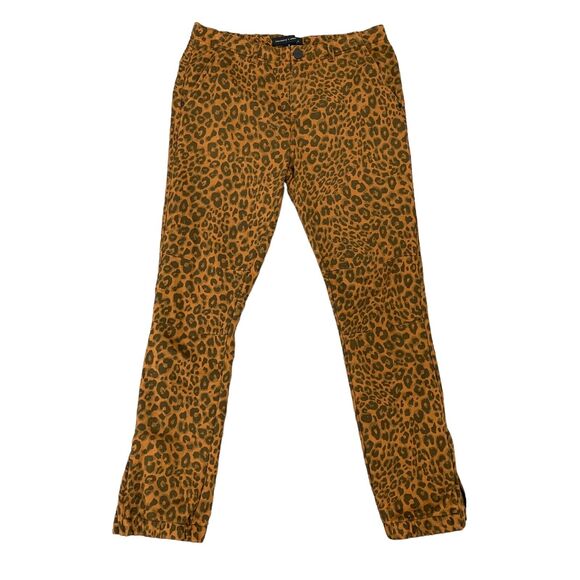 Sanctuary x Anthropologie Cheetah Ankle Zip Pants Womens S Small Pecan Joggers - Picture 2 of 13